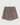 Huega House Essential Sweat Short in brown, back view showing zip pocket and tonal Huega monogram logo on men's fleece shorts.