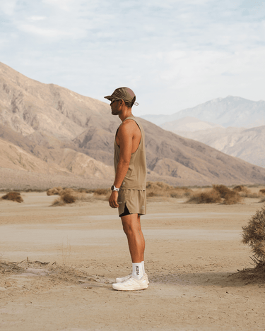 Men’s Microgrid Run Tank | Taupe -Performance Top
