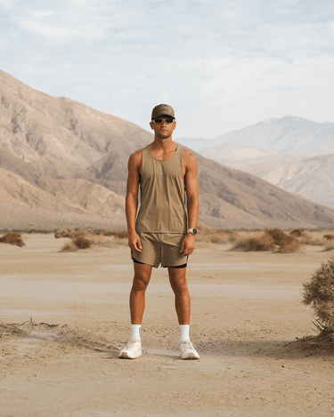 Men’s Microgrid Run Tank | Taupe -Performance Top